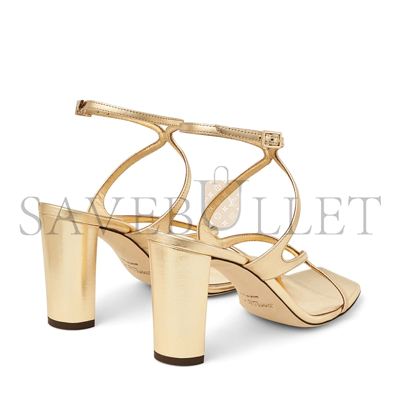 Ji*y Ch* azie 85 gold metallic nappa leather sandals azie85mna